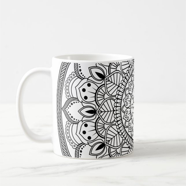 Rosette mandala ornament tapet kaffemugg (Vänster)
