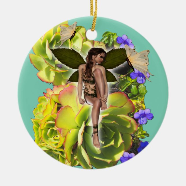 Rosette Succulent-besökare Julgransprydnad Keramik (Framsidan)