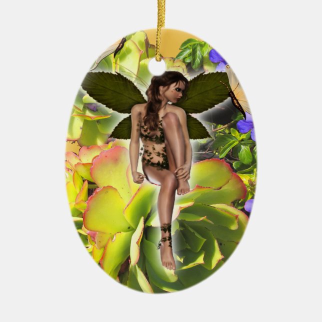 Rosette Succulent-besökare Julgransprydnad Keramik (Framsidan)