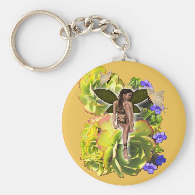 Rosette Succulent-besökare Nyckelring (Framsidan)