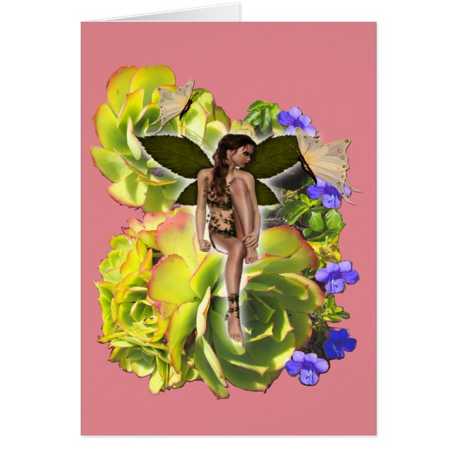 Rosette Succulent Visitors Hälsningskort (Framsidan)