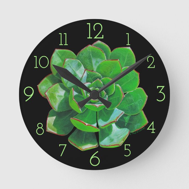 Rosette Succulent Wall Clock Rund Klocka (Framsida)
