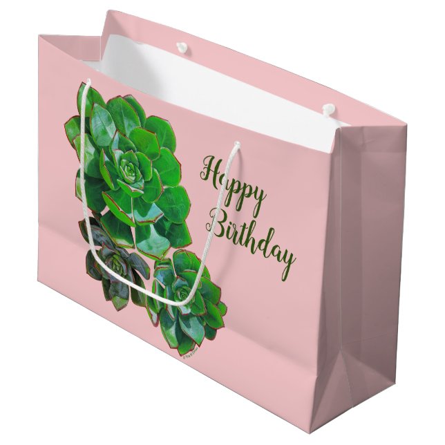 Rosette Succulents Large Gift Bag (Framsidan Vinklad)