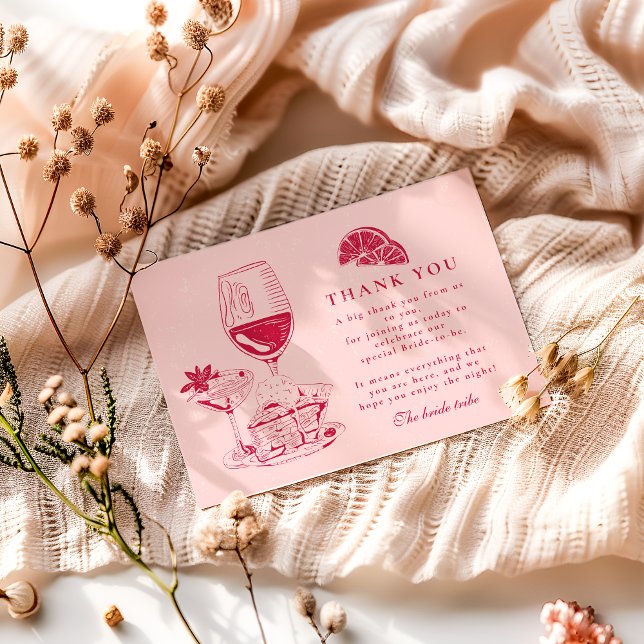 Rosévin Citrus Bröllopsdusch Tack Kort (Skapare uppladdad)