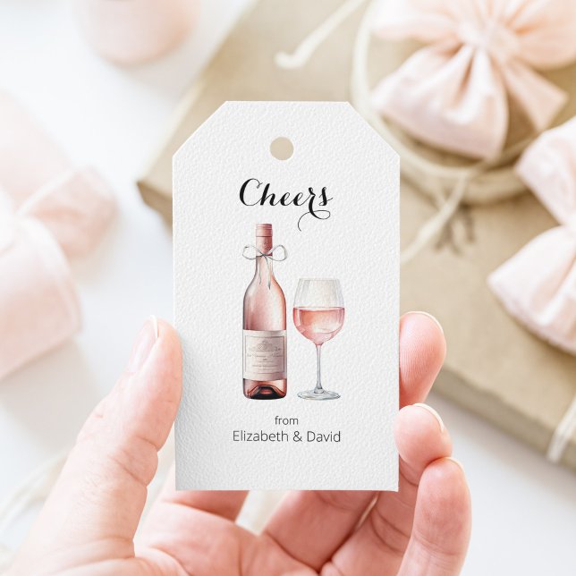 Rosévinälskare Skål till dig  Presentetikett (Rosé Wine Gift Tag)