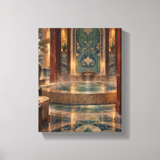 Rosewood-badkar med jade-moasik canvastryck