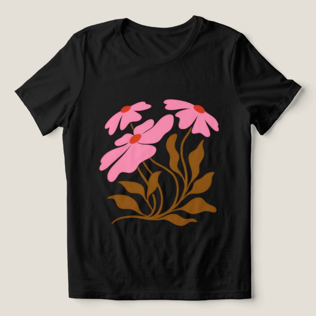 Rosewood Bloom Dam Abstract Floral T-Shirt (Design Framsida)