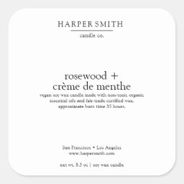 Rosewood & Crème de Menthe Matte Candle Label Fyrkantigt Klistermärke