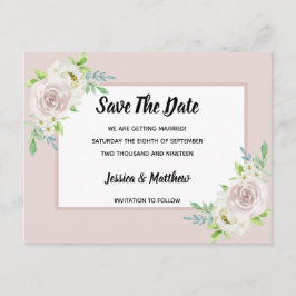 Rosewood Mjuk Mauve Blommig Vattenfärg Ros Bröllop Spara Datumet