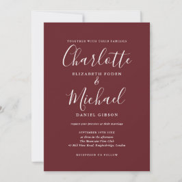 Rosewood Rosa Elegant Signatur Bröllopsskrift Inbjudningar