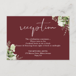 Rosewood Rosa Greenery Script Wedding Reception Tilläggskort