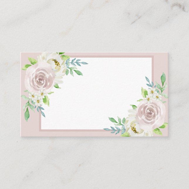 Rosewood Soft Mauve Blommigt Watercolor Ro Bröllop Placeringskort (Framsida)