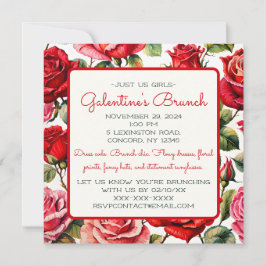 Rosey Galentine's Day Dam Brunch Inbjudningar