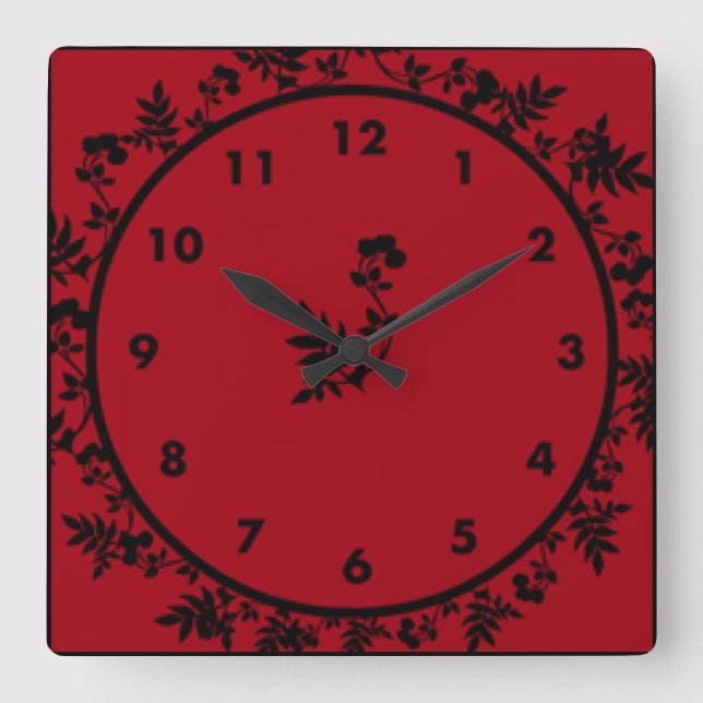 Rosey Vin Fyrkantig Klocka (Framsida)