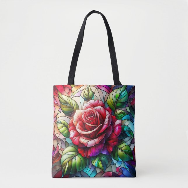 Rosfärgad glaseffekt Elegant blomsterdesign Tygkasse (Framsida)