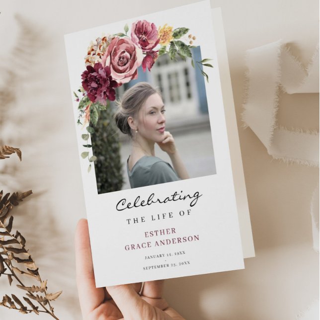 Rosfirande Livscelebration Vikt Begravningsprogram Reklamblad (Skapare uppladdad)