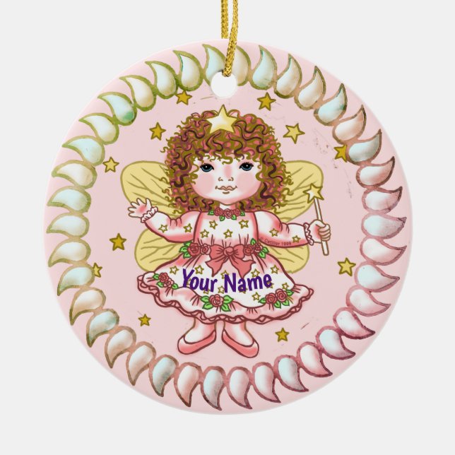 Rosflickans ängsornament julgransprydnad keramik (Framsidan)