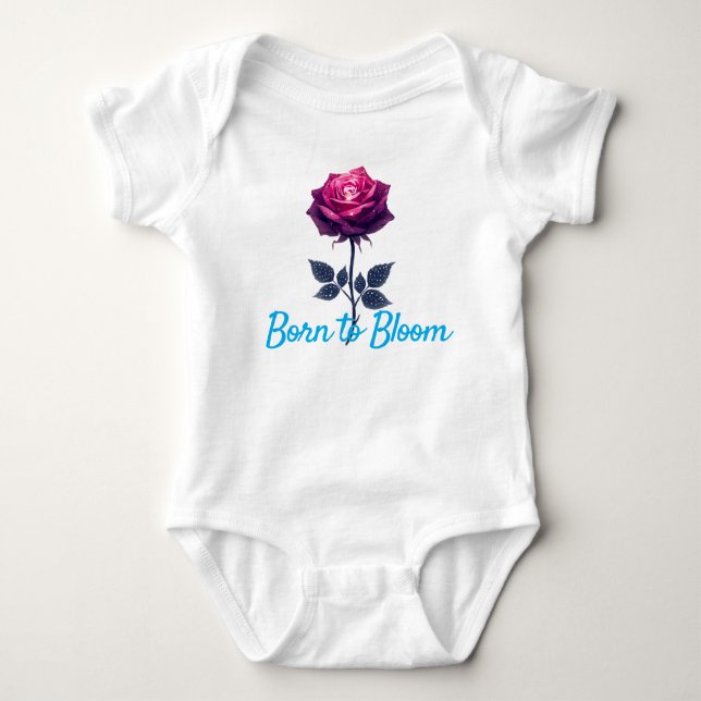 Rosfloral barnbodysuit – Född att blomma T Shirt (Framsida)