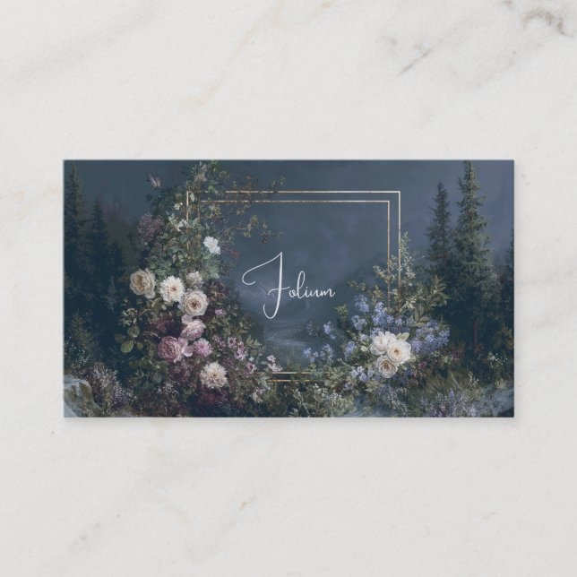 Rosfloral och Dimmig Skogsbergsdal Visitkort (Framsida)