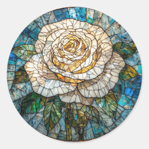 🌹 Rosfönsterkonstpresent För Blomsterälskare 🌿 Runt Klistermärke