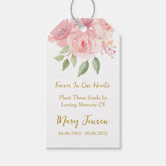 Rosfröpaket Minnesbegravning  Presentetikett (Framsidan)