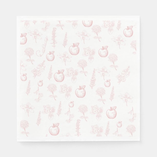 Rosh Hashana Apple Rosa Toile Disposable Napkin Pappersservett (Framsidan)