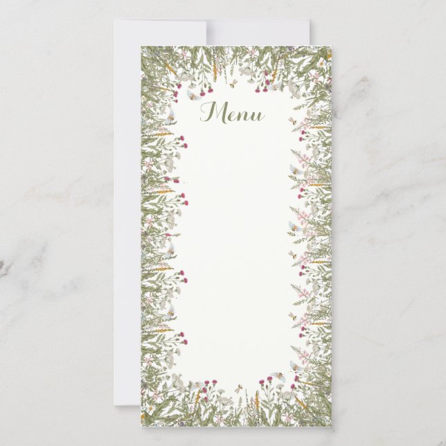 Rosh Hashana Blommigt Inspired Menu-kort Tack Kort (Framsida)