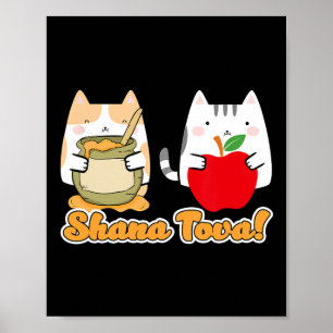 Rosh Hashana för Cat People Kawaii - Lycklig judis Poster