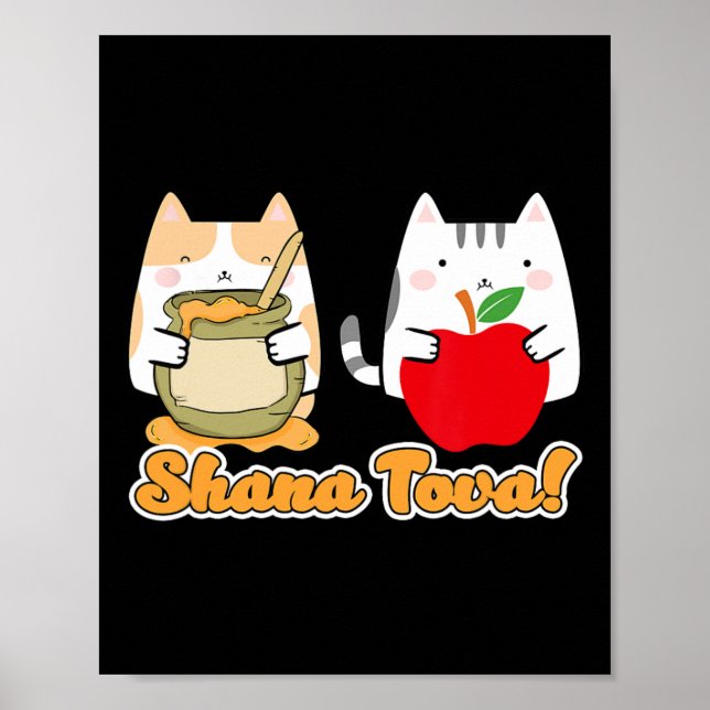 Rosh Hashana för Cat People Kawaii - Lycklig judis Poster (Framsidan)