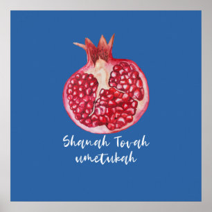 Rosh HaShana Önskemål för ett Bra år w. Granat Poster