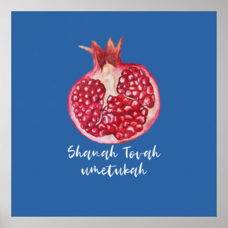 Rosh HaShana Önskemål för ett Bra år w. Granat Poster