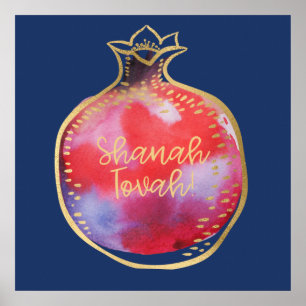 Rosh HaShana Önskemål för många meriter w. Granat Poster