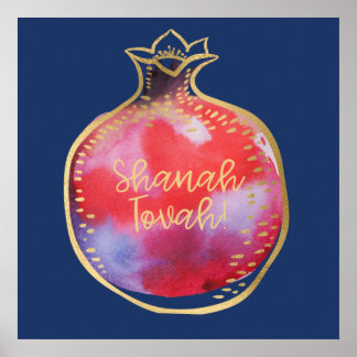 Rosh HaShana Önskemål för många meriter w. Granat Poster