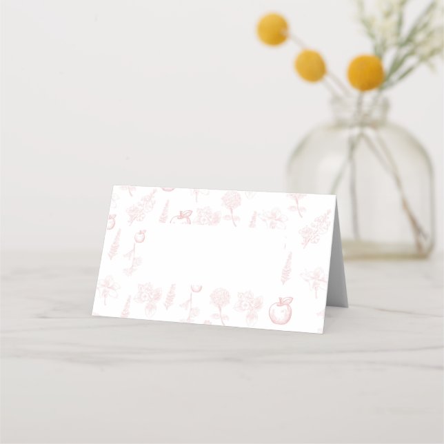 Rosh Hashana Rosa Toile Apple Place Card Placeringskort (Framsida)