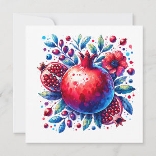 Rosh Hashana Vatten färg Pomegranat