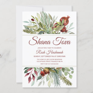 ROSH HASHANAH AKVARELL LÖV DINNER INVITATION JULKORT