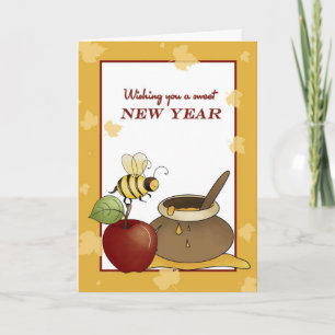 Rosh Hashanah Apple, Bee and Honung Helgkort