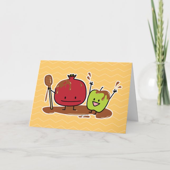 Rosh Hashanah äpple granatäpple honung judisk ny Kort (Framsida)