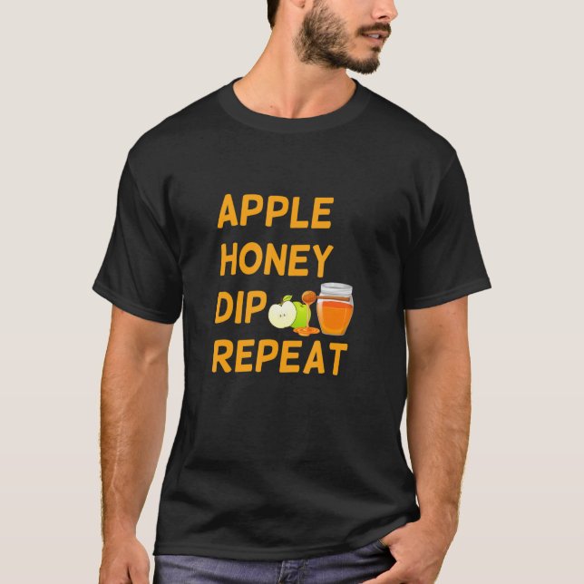 Rosh Hashanah Apple Honung Dip Repeat Jewish New Y T Shirt (Framsida)
