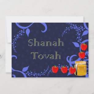 Rosh Hashanah Äpplen och Honung Blå Platt Kort
