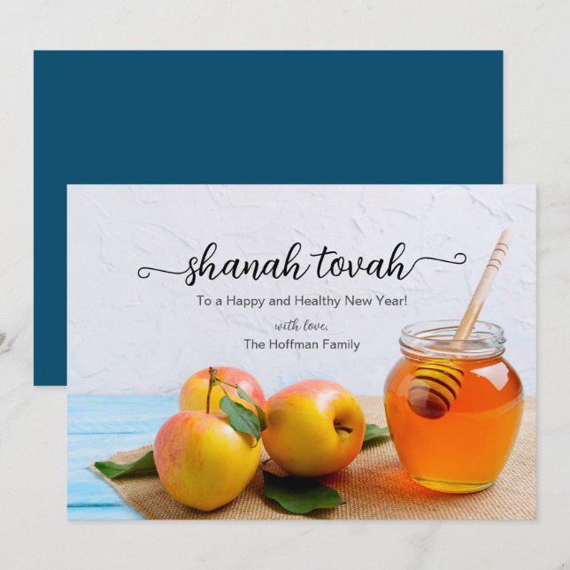 Rosh Hashanah Apples Honungsjudisk nyårskort Inbjudningar (Fram/baksida)