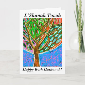 Rosh Hashanah - blå himmellivets trädkort Helgkort