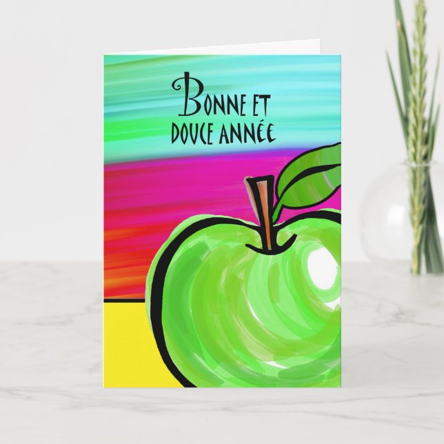 Rosh Hashanah Card i Fransk, Bonne et Douce Annee Helgkort (Framsida)