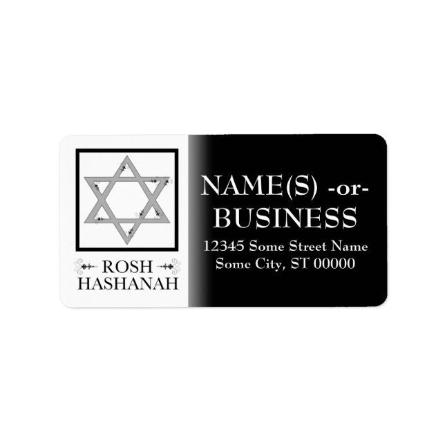 Rosh hashanah (David stjärna) Adressetikett (Framsidan)