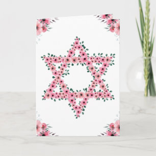 Rosh Hashanah Davidsstjärna Rosa Blomma Vit Kort