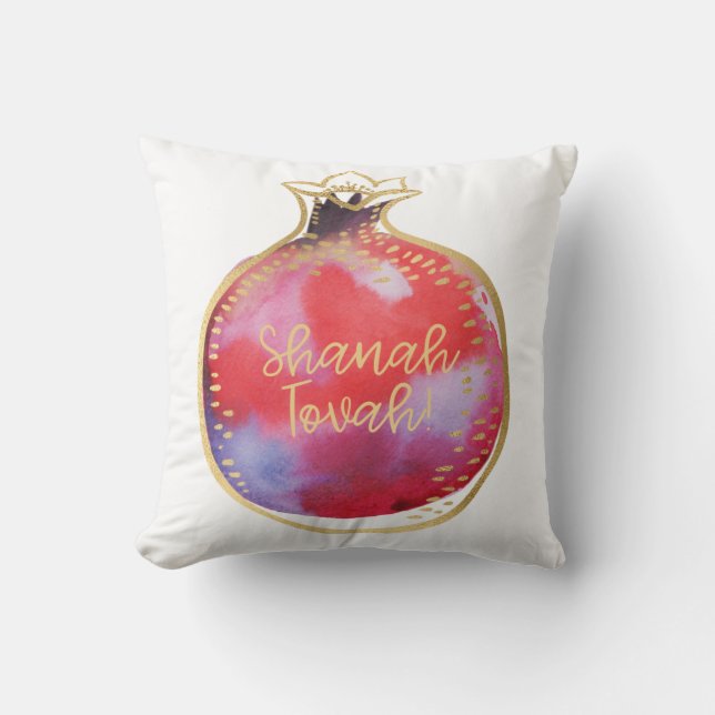 Rosh Hashanah Decor Shana Tova Pomegranate White Kudde (Framsida)