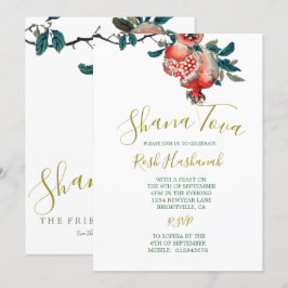 Rosh Hashanah Elegant Nyårsmiddag Granatäpple Inbjudningar