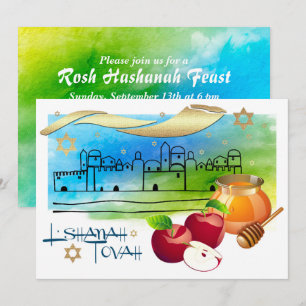 Rosh Hashanah Firande Party Anpassningsbar Inbjudningar