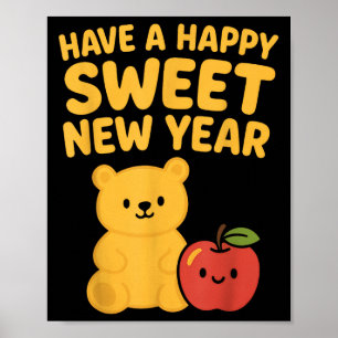 Rosh Hashanah Glad Rosh Hashaná Nyår Honungsbjörn Poster