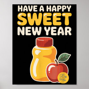 Rosh Hashanah Glad Smaklig Nytt År Honey Björn Jud Poster